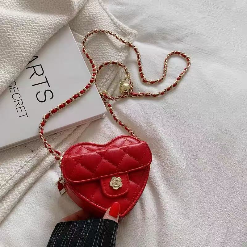 Amoirelle Amorette red quilted heart mini bag with flower detail