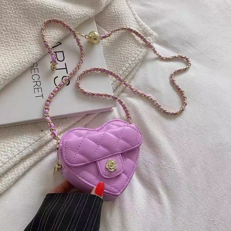 Amorette lilac quilted heart mini crossbody bag
