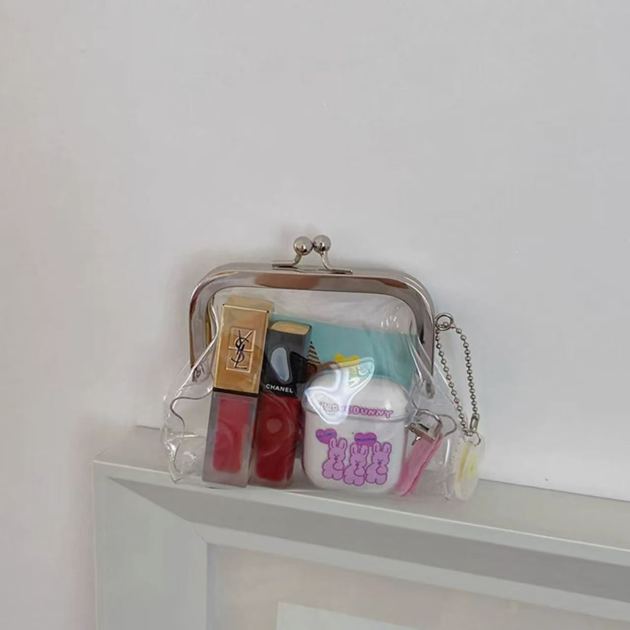 Amoirelle Crystal Clear Kiss-Lock Mini Bag – Transparent Clutch Purse – Clear view 1