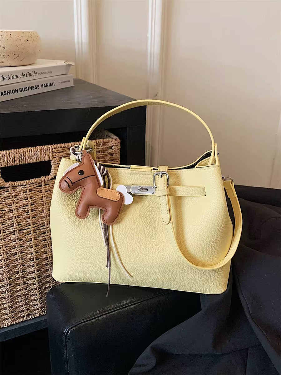 Amoirelle Meadow Charm Tote Bag – Convertible Everyday Shoulder Handbag – Pastel Yellow view 1