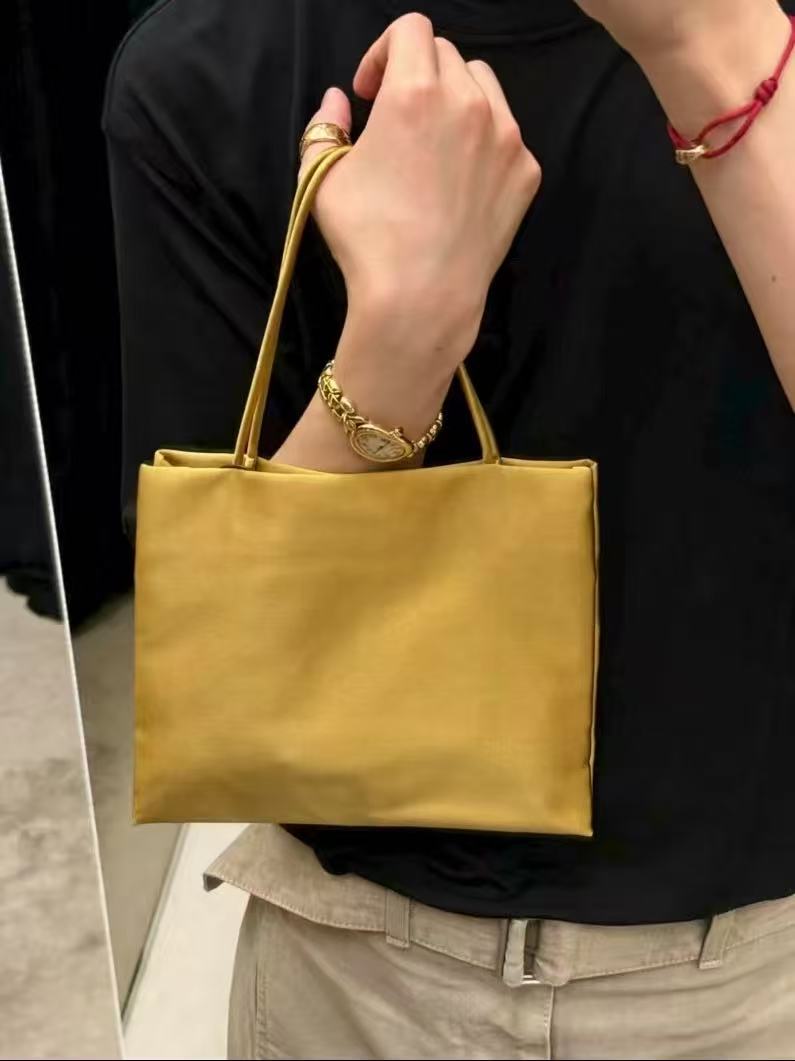 Amoirelle Aurelia Satin Square Tote – Golden Evening Handbag – Antique Gold view 1