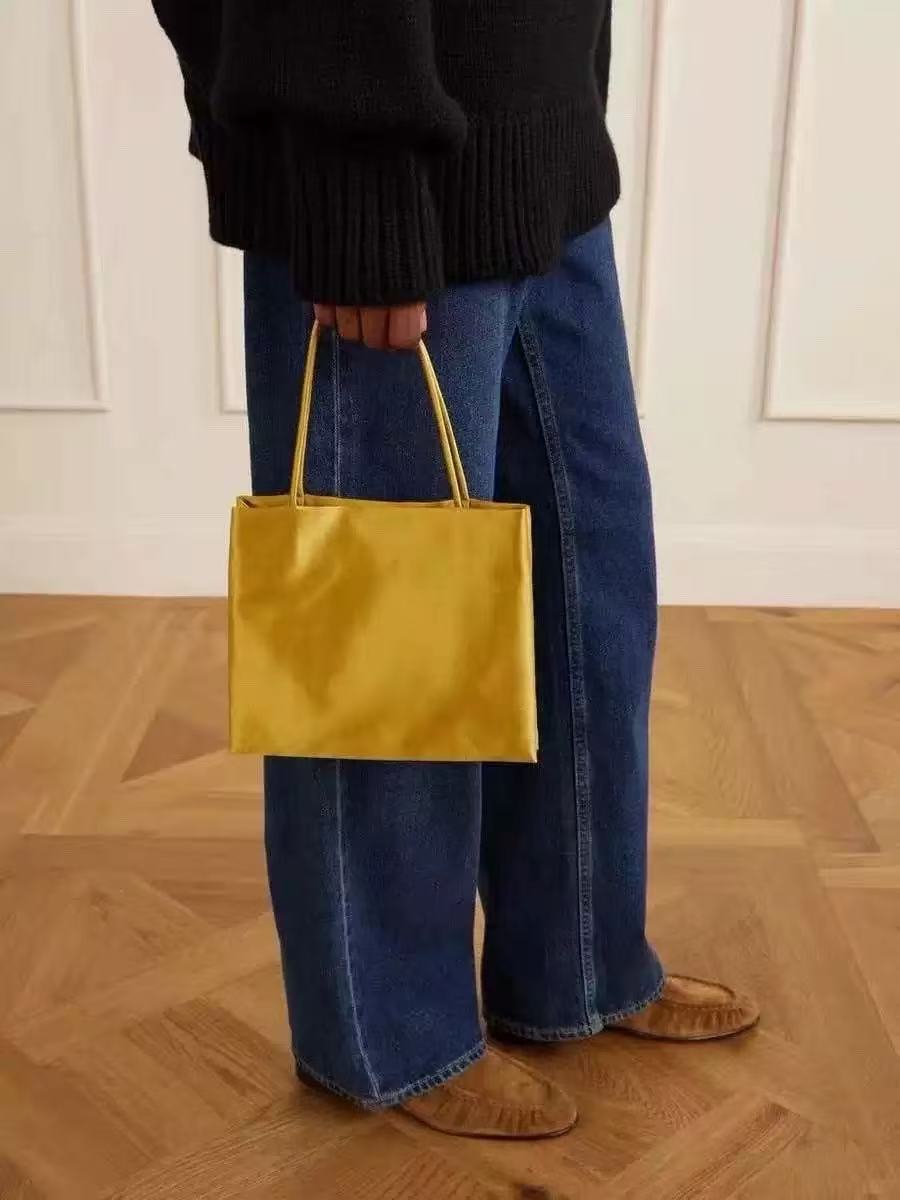 Amoirelle Aurelia Satin Square Tote – Golden Evening Handbag – Antique Gold view 2